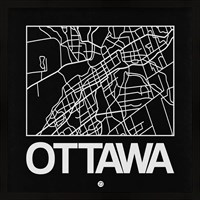 Framed Black Map of Ottawa