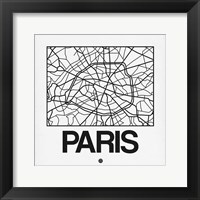 Framed White Map of Paris