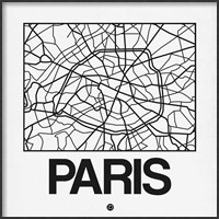 Framed White Map of Paris