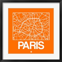 Framed Orange Map of Paris