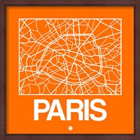 Framed Orange Map of Paris