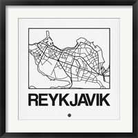 Framed White Map of Reykjavik