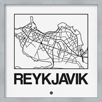 Framed White Map of Reykjavik