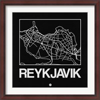 Framed Black Map of Reykjavik
