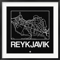 Framed Black Map of Reykjavik