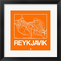 Framed Orange Map of Reykjavik