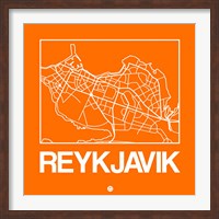 Framed Orange Map of Reykjavik