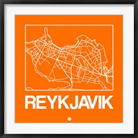 Framed Orange Map of Reykjavik