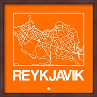 Framed Orange Map of Reykjavik