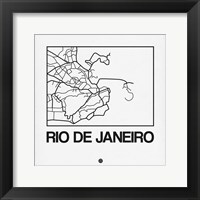 Framed White Map of Rio De Janeiro