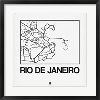 Framed White Map of Rio De Janeiro