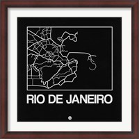 Framed Black Map of Rio De Janeiro