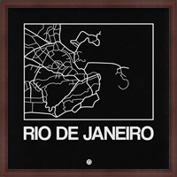 Framed Black Map of Rio De Janeiro