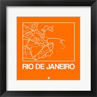 Framed Orange Map of Rio De Janeiro