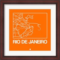 Framed Orange Map of Rio De Janeiro