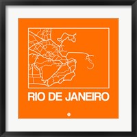 Framed Orange Map of Rio De Janeiro