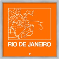 Framed Orange Map of Rio De Janeiro