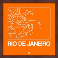 Framed Orange Map of Rio De Janeiro