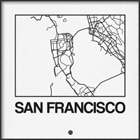 Framed White Map of San Francisco