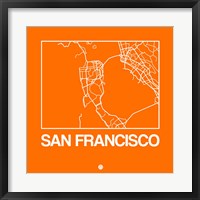 Framed Orange Map of San Francisco