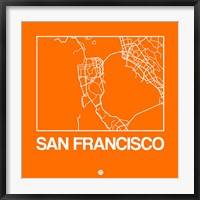 Framed Orange Map of San Francisco