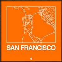 Framed Orange Map of San Francisco
