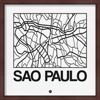 Framed White Map of Sao Paulo