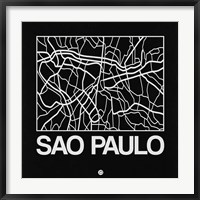 Framed Black Map of Sao Paulo