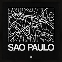 Framed Black Map of Sao Paulo