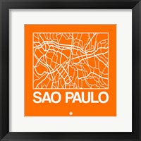 Framed Orange Map of Sao Paulo