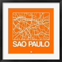 Framed Orange Map of Sao Paulo