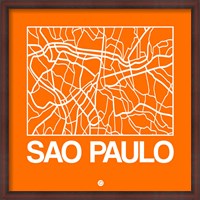 Framed Orange Map of Sao Paulo