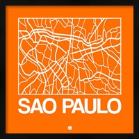 Framed Orange Map of Sao Paulo