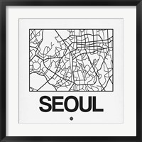 Framed White Map of Seoul