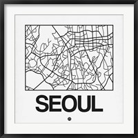 Framed White Map of Seoul