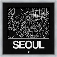 Framed Black Map of Seoul