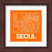 Framed Orange Map of Seoul