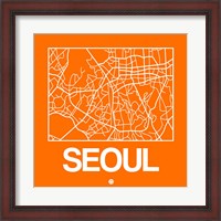 Framed Orange Map of Seoul