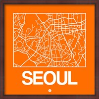 Framed Orange Map of Seoul