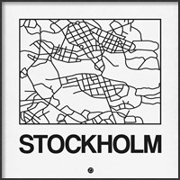 Framed White Map of Stockholm