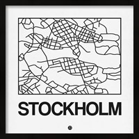 Framed White Map of Stockholm