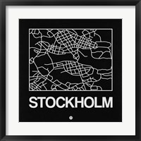 Framed Black Map of Stockholm