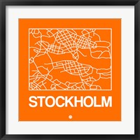 Framed Orange Map of Stockholm