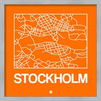 Framed Orange Map of Stockholm