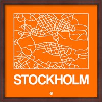 Framed Orange Map of Stockholm