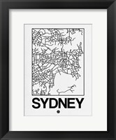 Framed White Map of Sydney