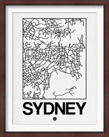 Framed White Map of Sydney