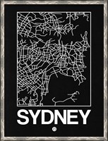 Framed Black Map of Sydney