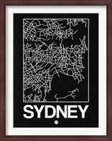 Framed Black Map of Sydney