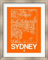 Framed Orange Map of Sydney